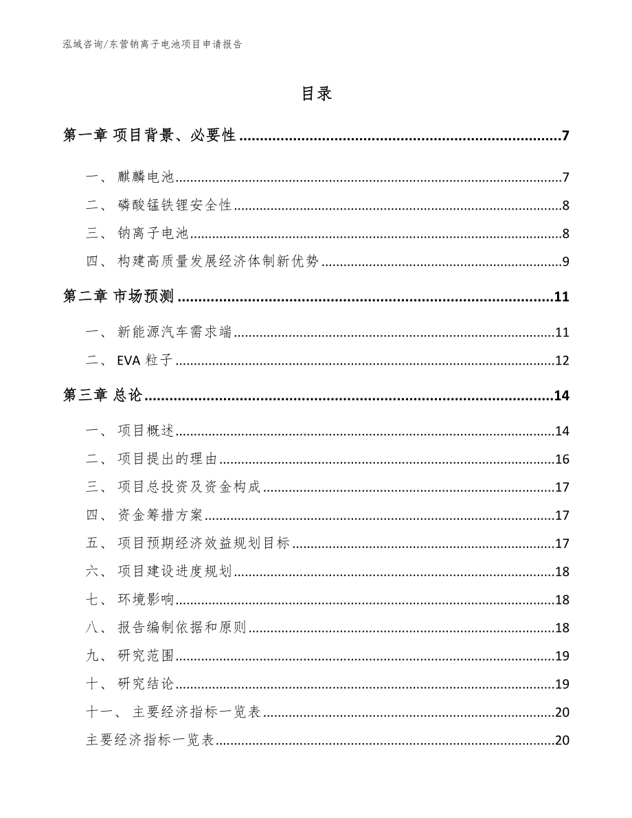 东营钠离子电池项目申请报告范文_第1页