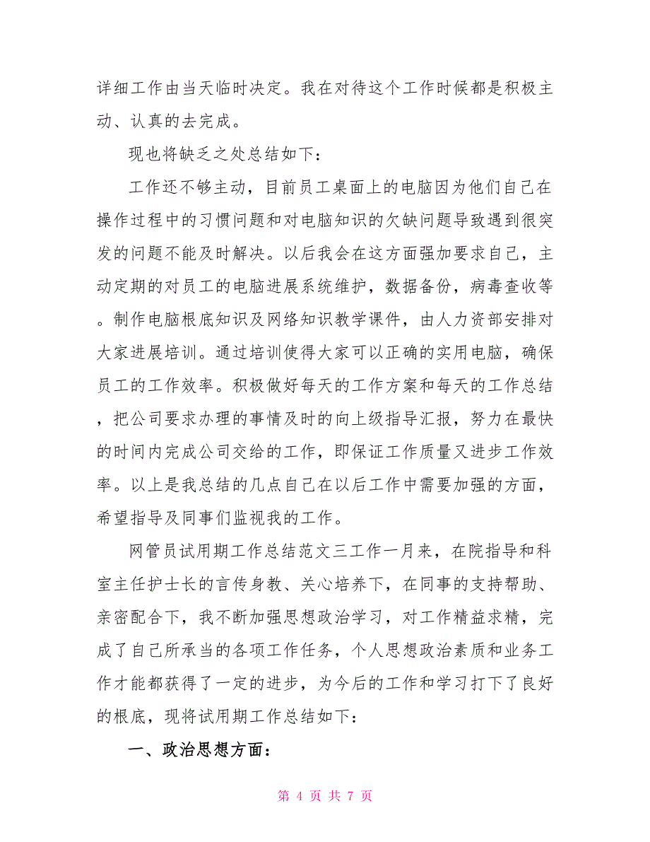 网管员试用期工作总结与计划_第4页