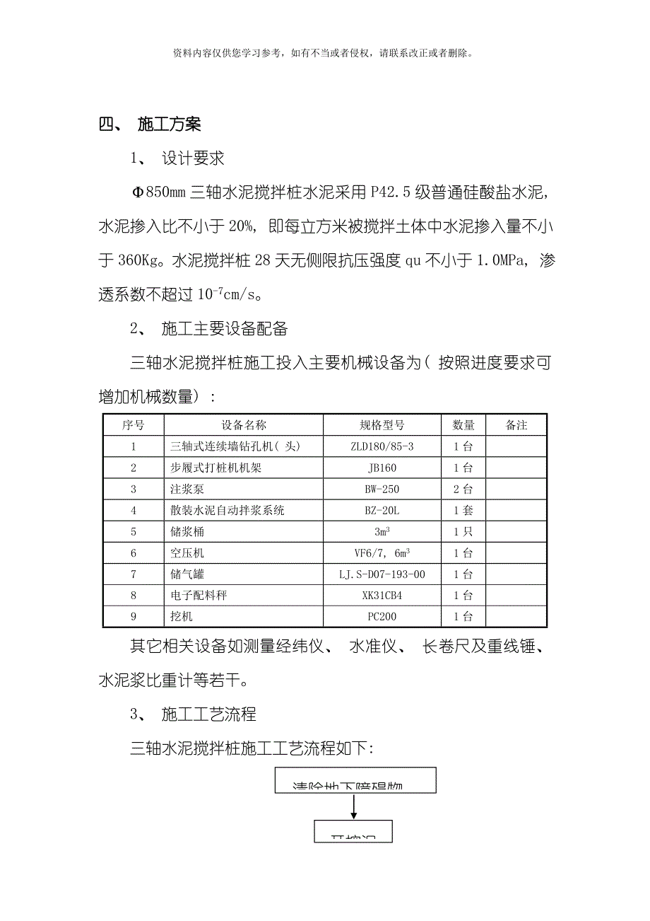 三轴水泥搅拌桩施工方案模板_第2页