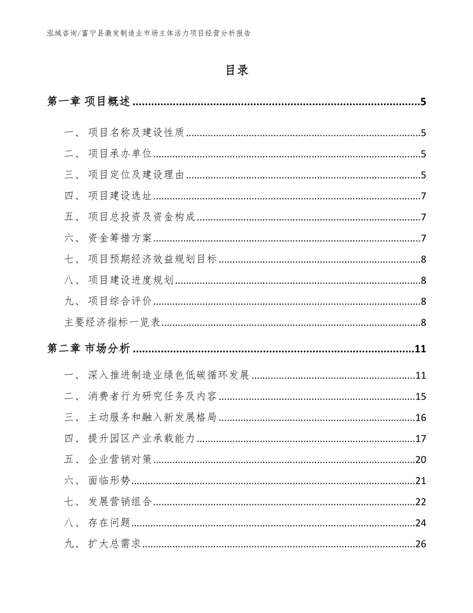 富宁县激发制造业市场主体活力项目经营分析报告_范文_第1页