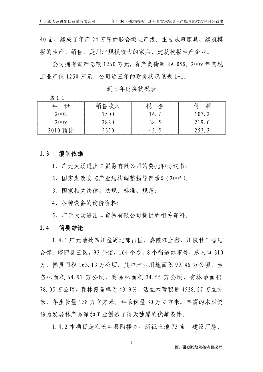 年产30万张指接板、15万套实木家具生产线异地技改项目可行性研究报告.doc_第2页