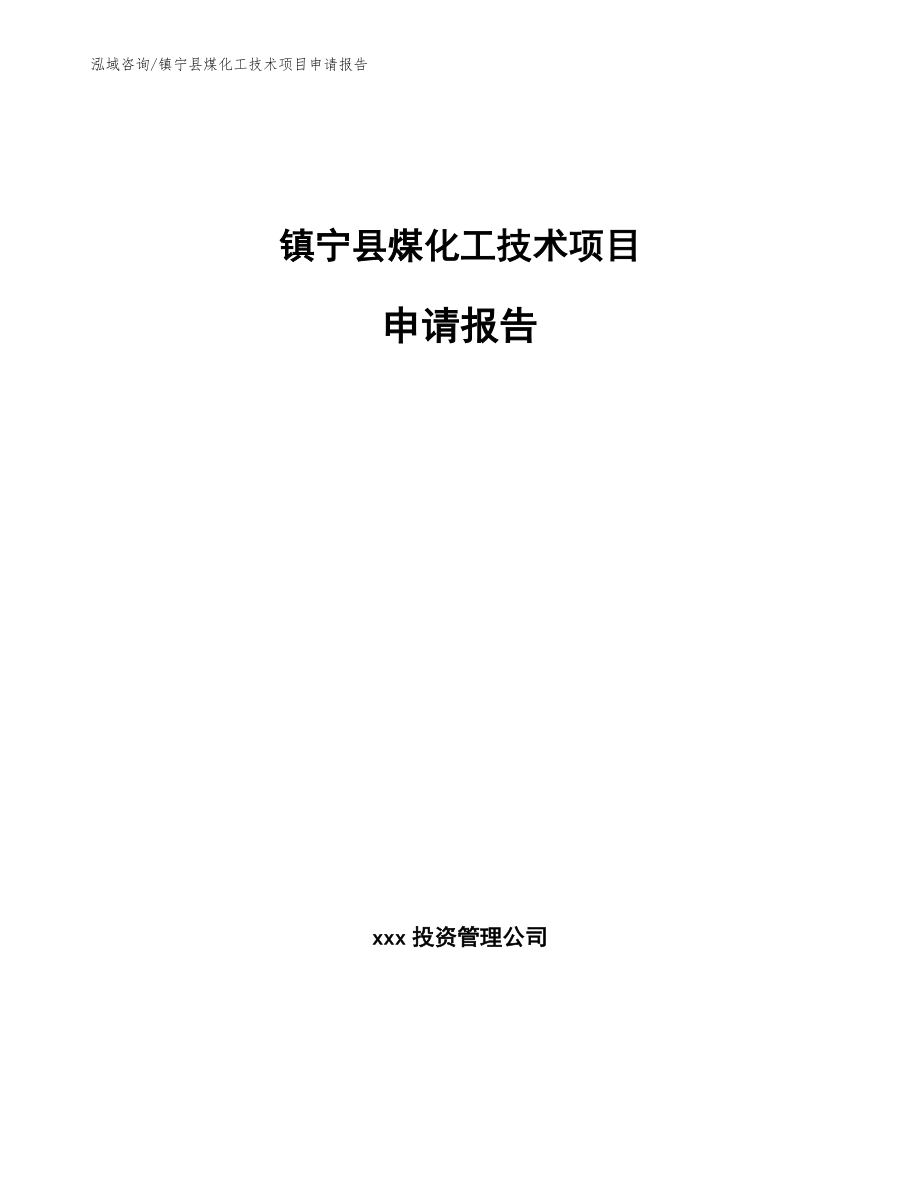 镇宁县煤化工技术项目申请报告（参考模板）