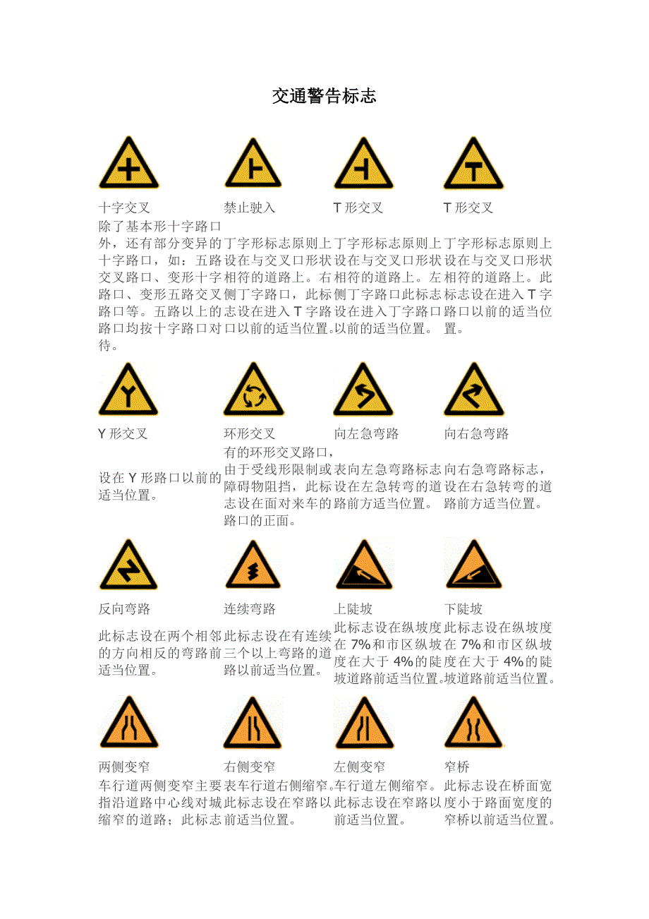 交通警告标志大全.doc_第1页