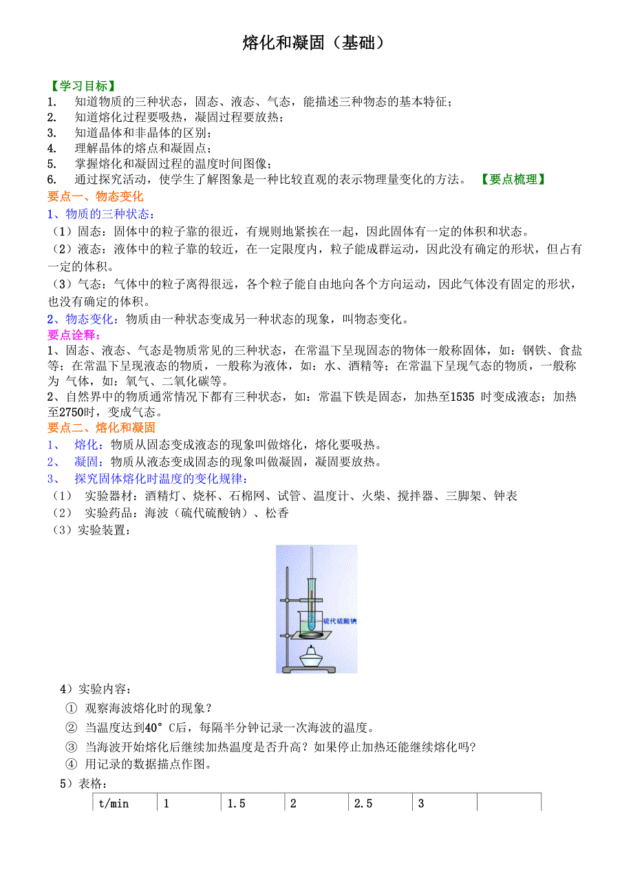 熔化和凝固知识讲解_第1页