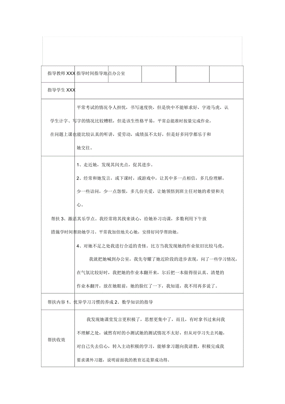 六年级学困生留守儿童建档立卡生一学期帮扶记录.doc_第3页