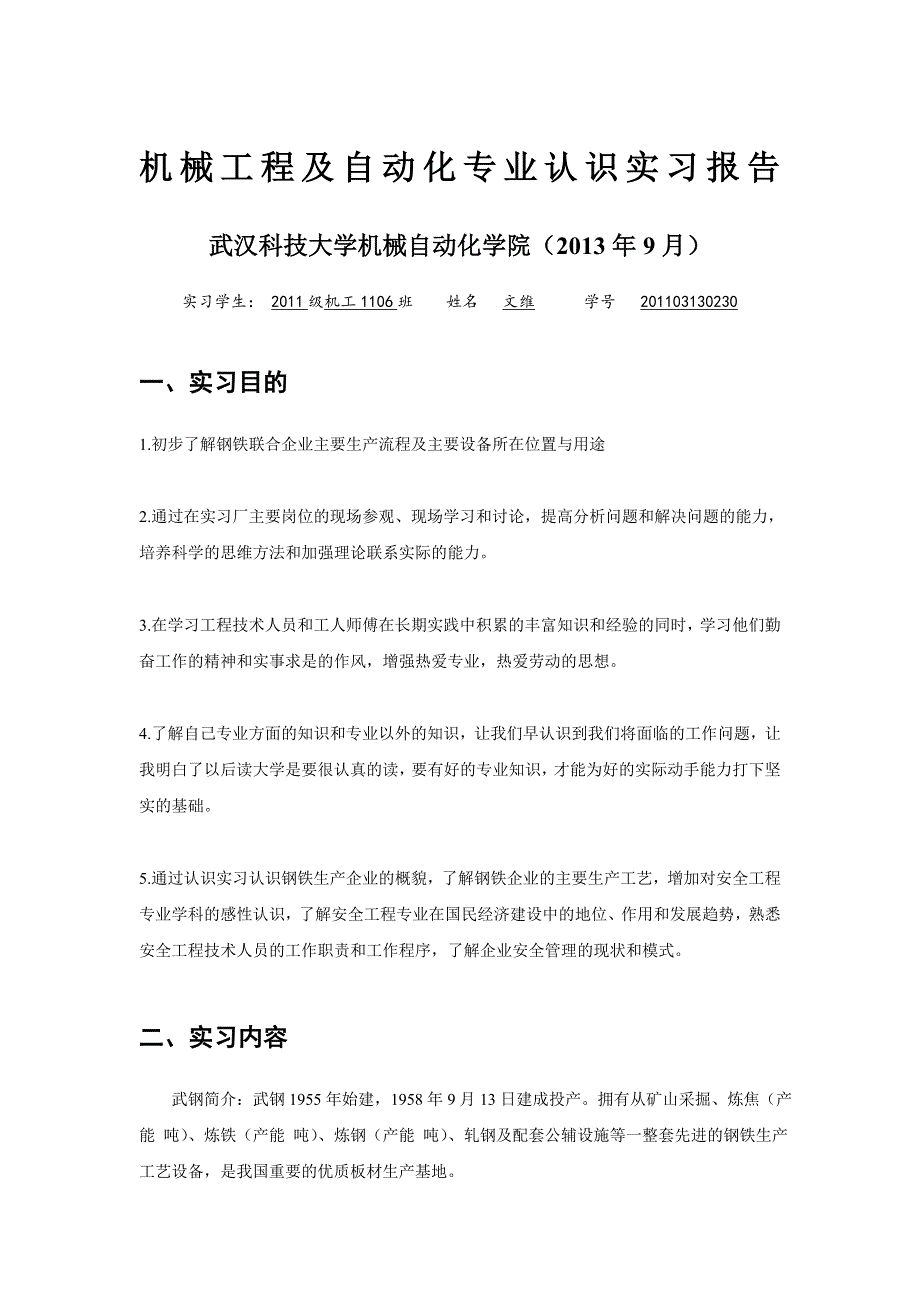 武钢实习报告.doc_第1页