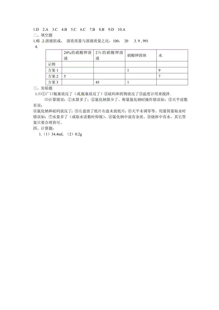 精品【沪教版】九年级化学第6章溶液组成表示方法同步练习含答案_第3页