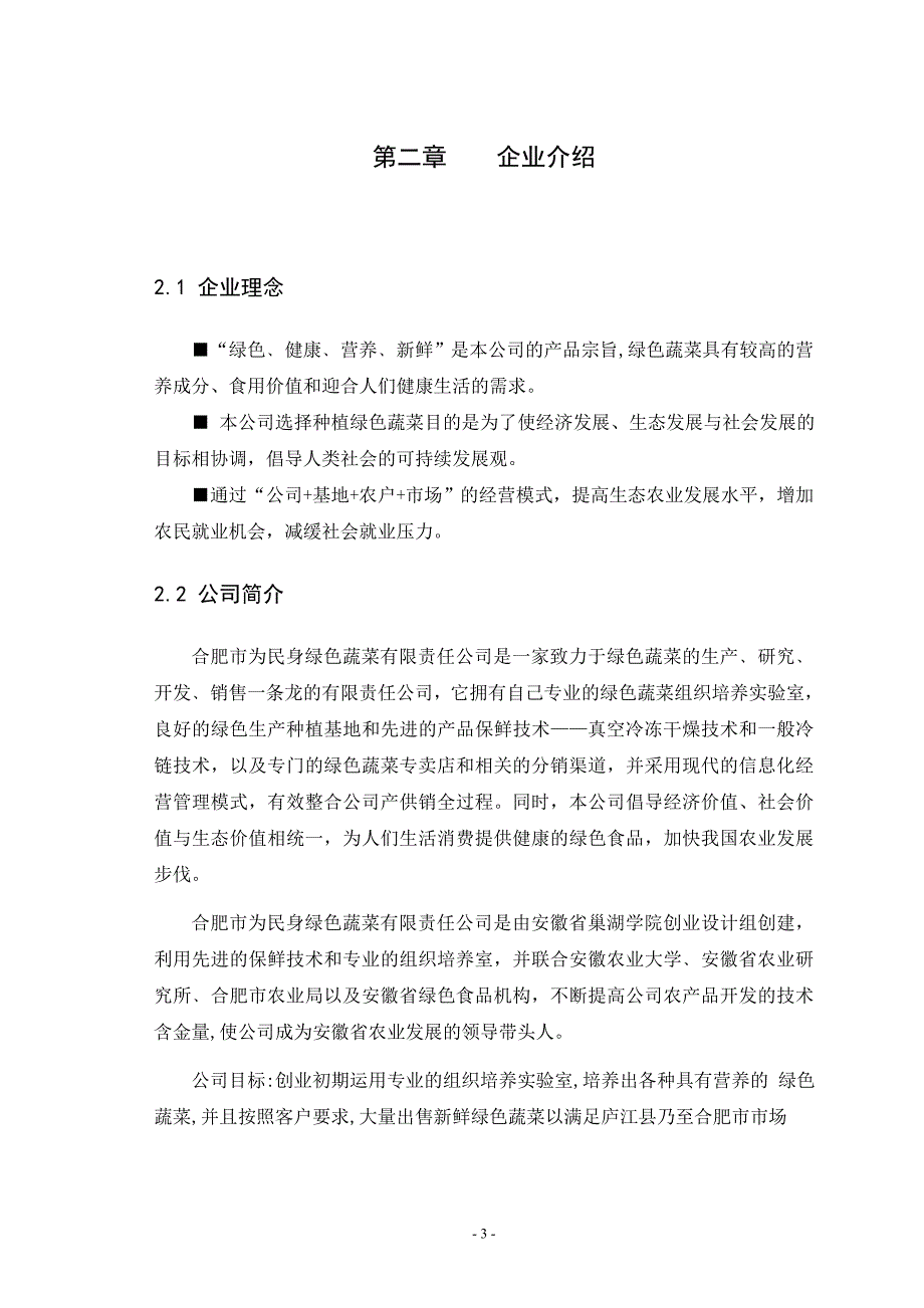 绿色蔬菜公司创业计划书_第3页