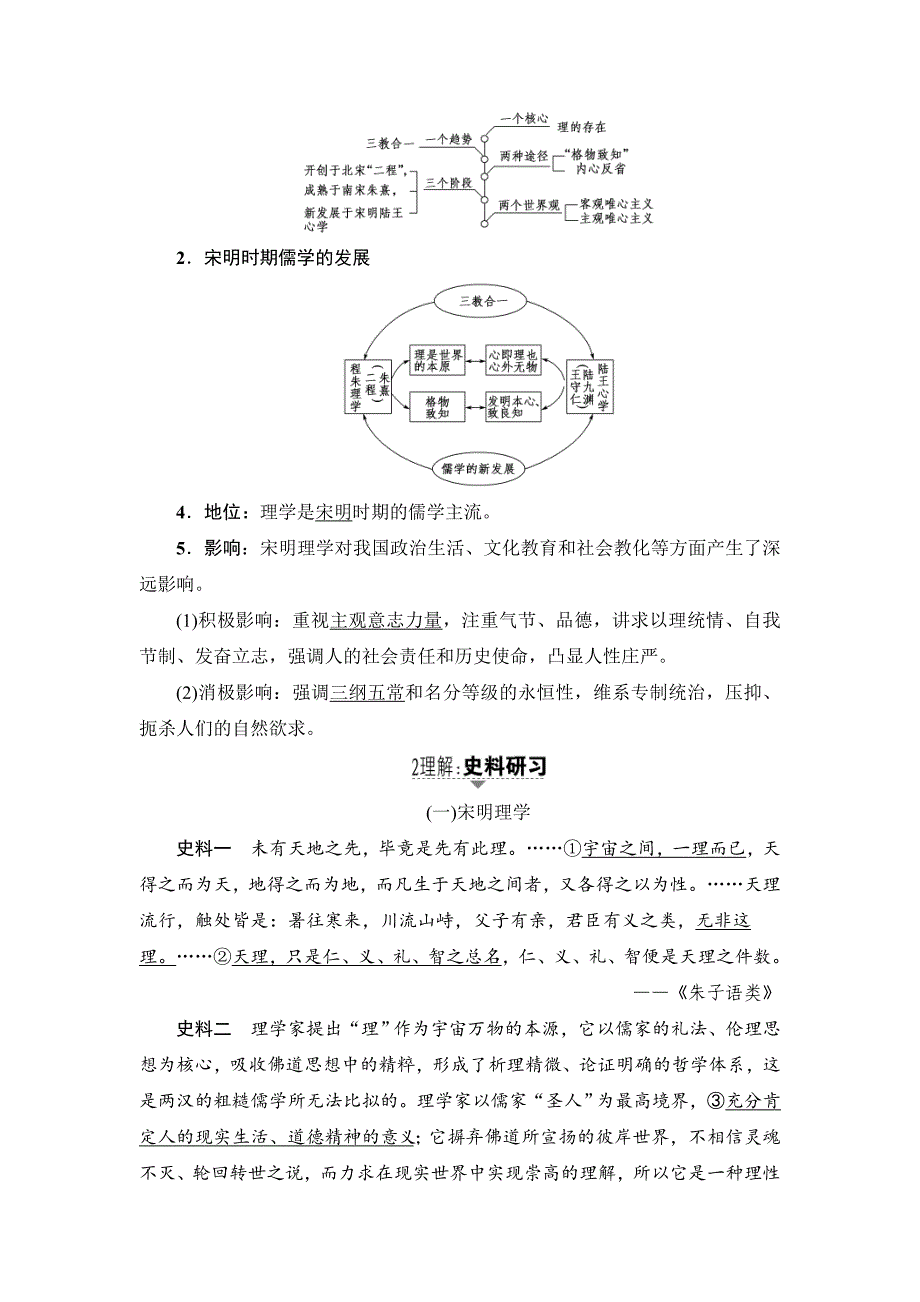 [最新]历史岳麓版教案：第24讲　宋明理学与明清之际的进步思潮 含答案_第2页