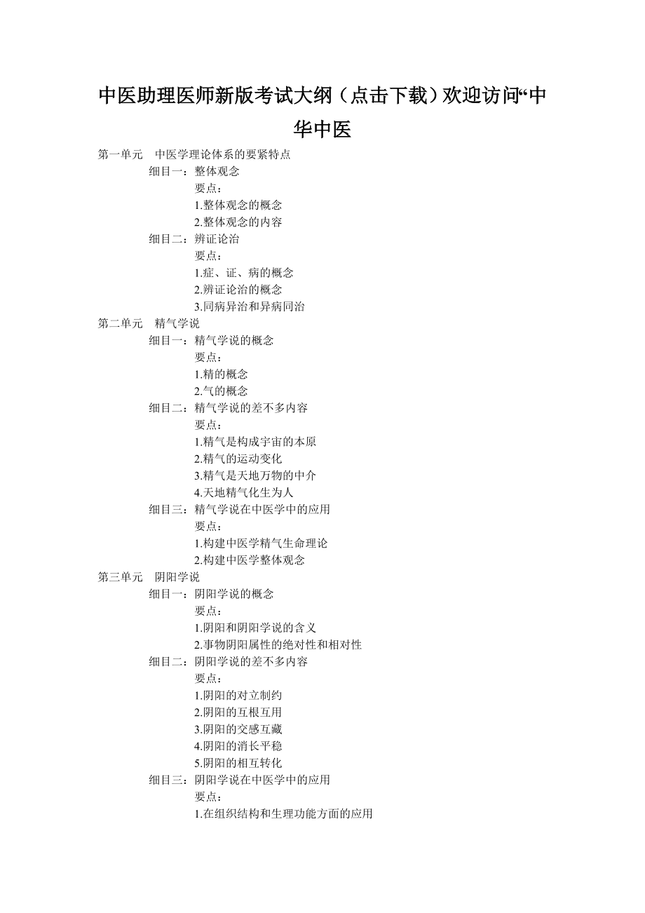 中医助理医师新版考试大纲(点击下载)欢迎访问“中华中医.docx_第1页