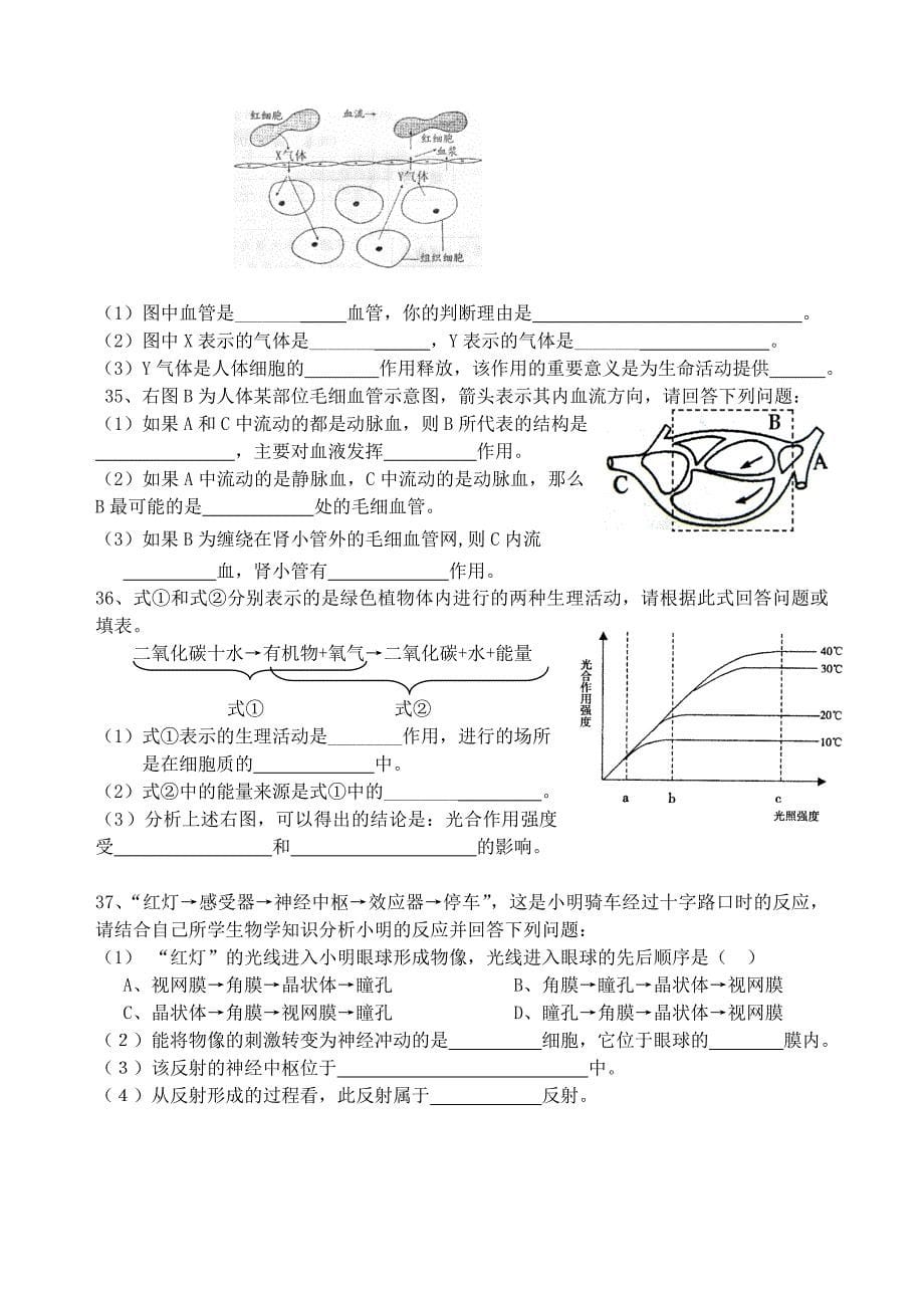 2020年江苏省宜兴市初中生物会考试题（WORD版 有答案）_第5页