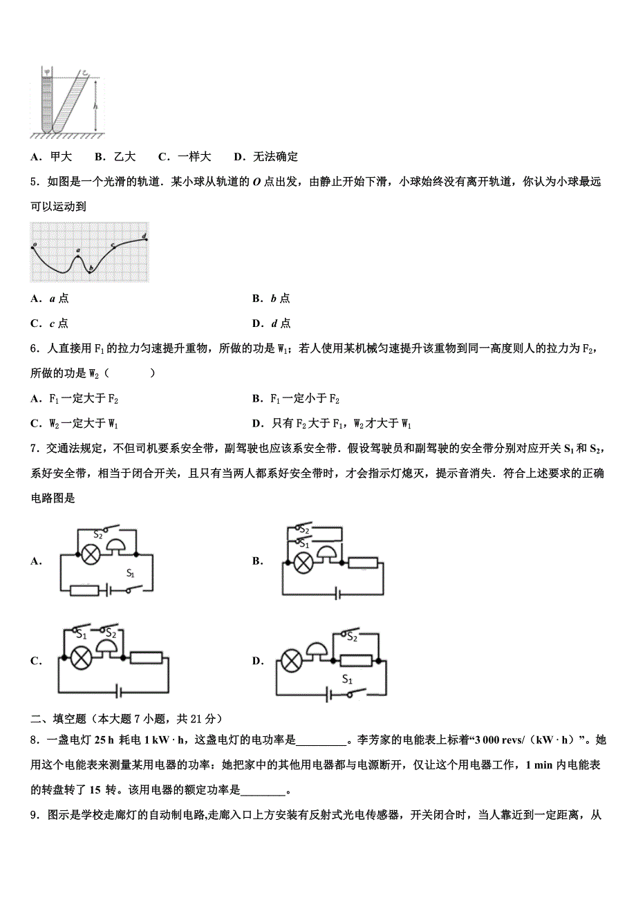 2022届浙江省嘉兴市秀洲外国语校中考物理仿真试卷含解析_第2页