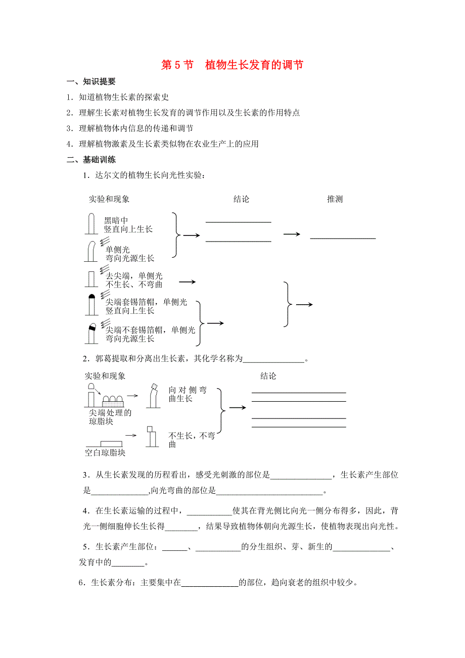 高中生物 植物生长发育的调节学习训练_第1页