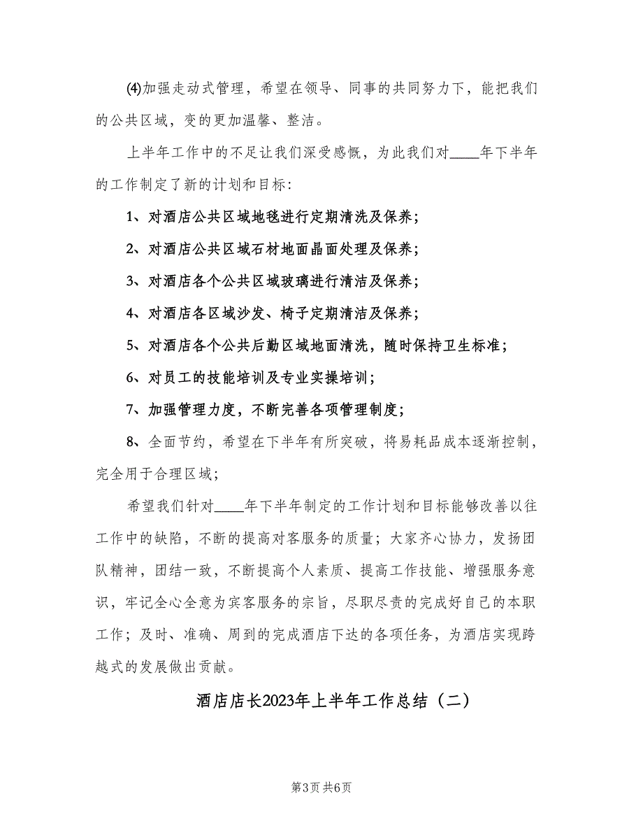 酒店店长2023年上半年工作总结（2篇）.doc_第3页