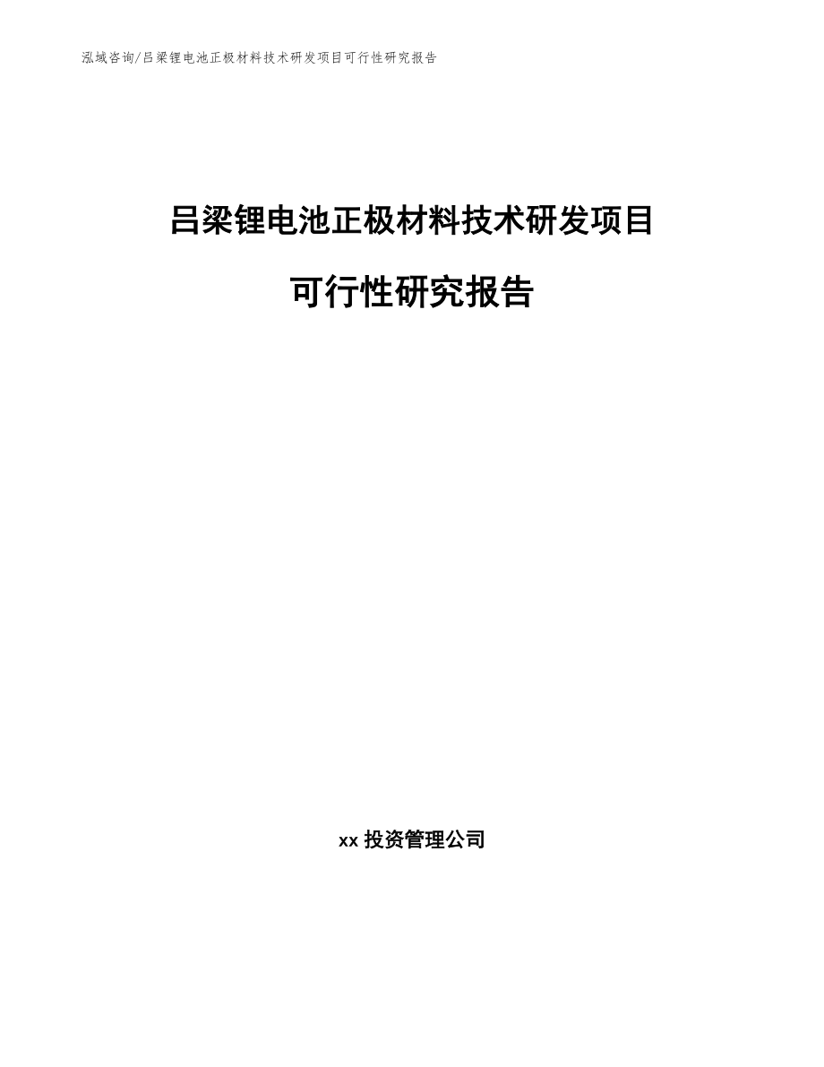 吕梁锂电池正极材料技术研发项目可行性研究报告【模板】_第1页