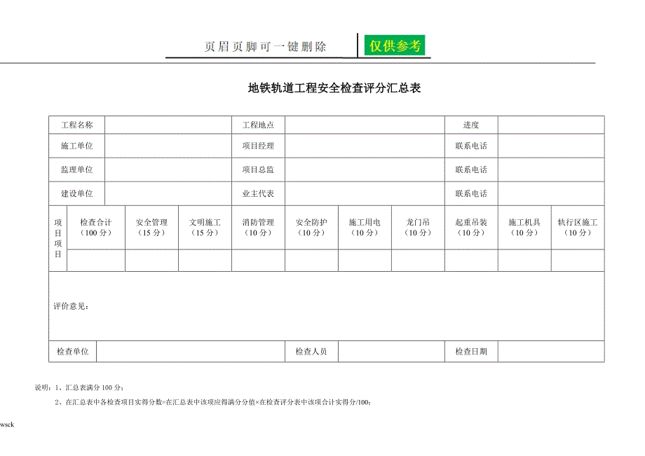 地铁轨道工程安全检查表苍松书屋_第1页