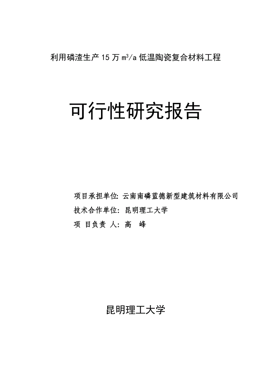 南磷低温陶瓷项目可研_第1页
