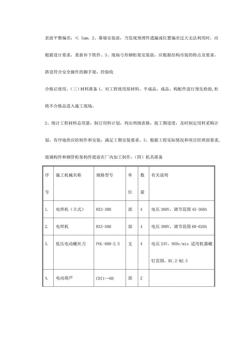 中庭花篮式玻璃幕墙施工组织设计_第5页