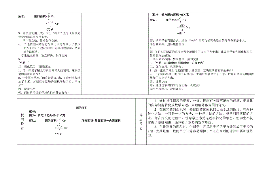 人教版数学5年级下册教案学案一体化设计3 圆和环形的面积_第2页