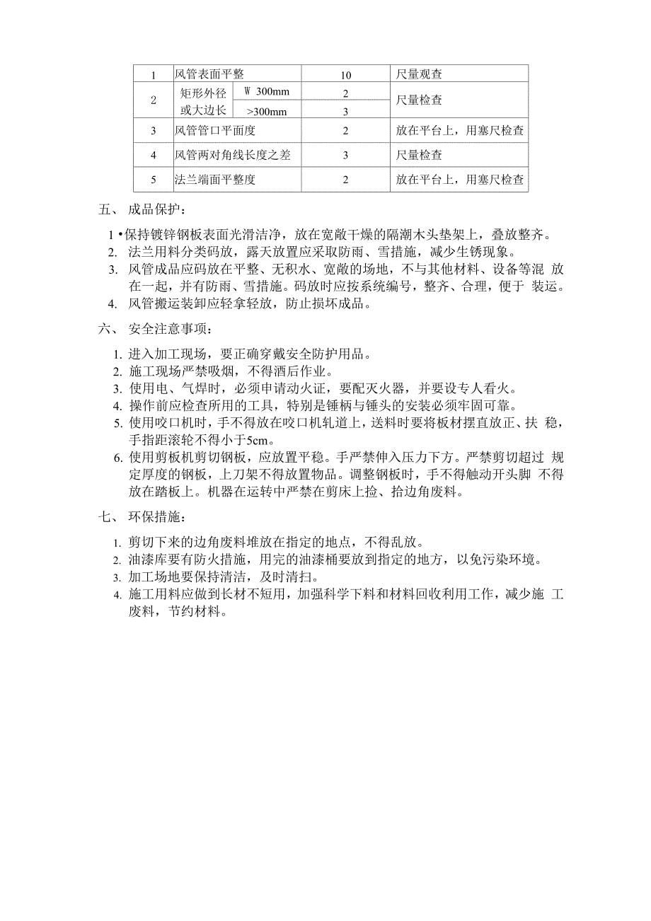 风管制作的相关材料、机具准备、施工工艺及质量要求材料要求_第5页