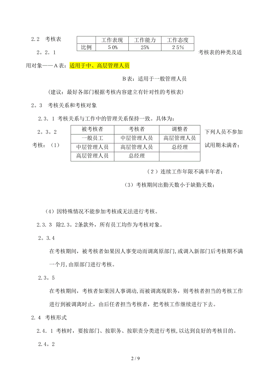 2016公司员工绩效考核实施方案_第2页