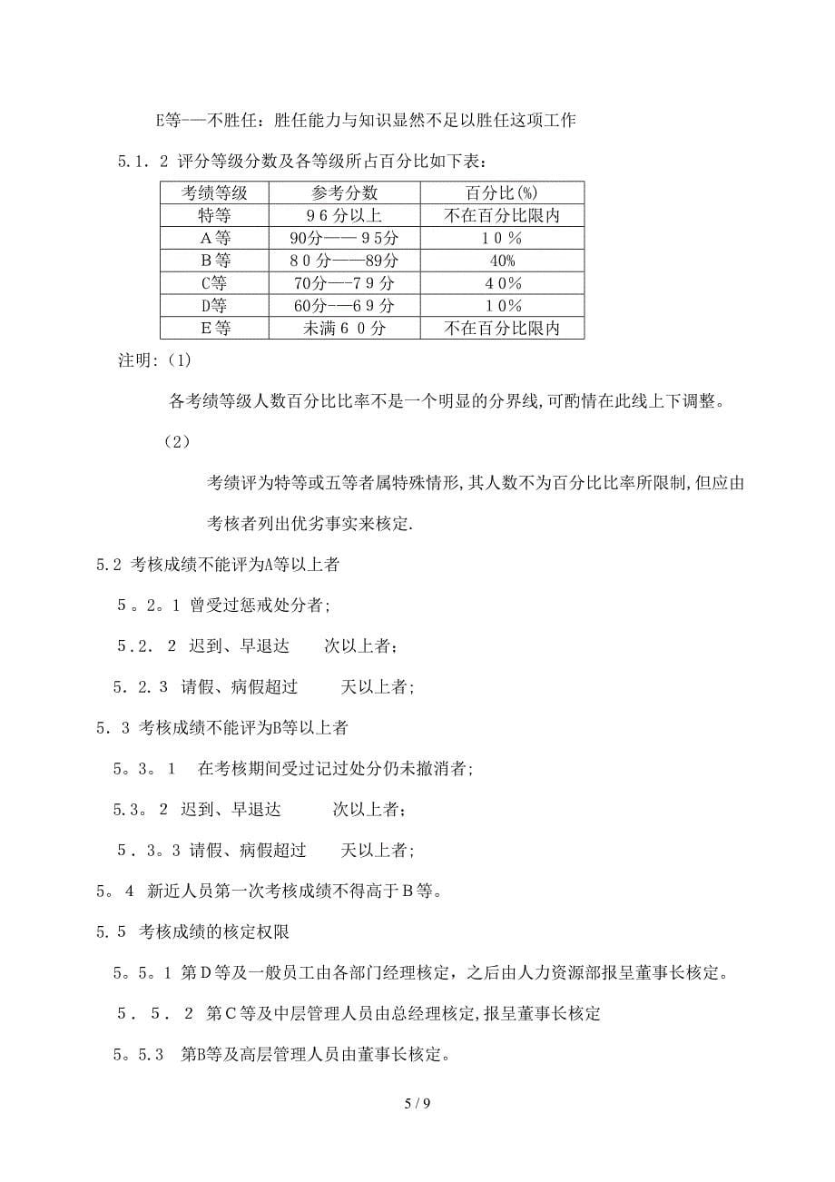 2016公司员工绩效考核实施方案_第5页