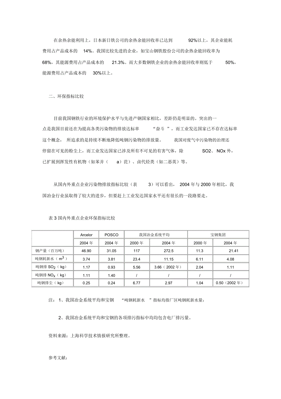 国内外钢铁企业能耗及环保指标比较研究_第3页