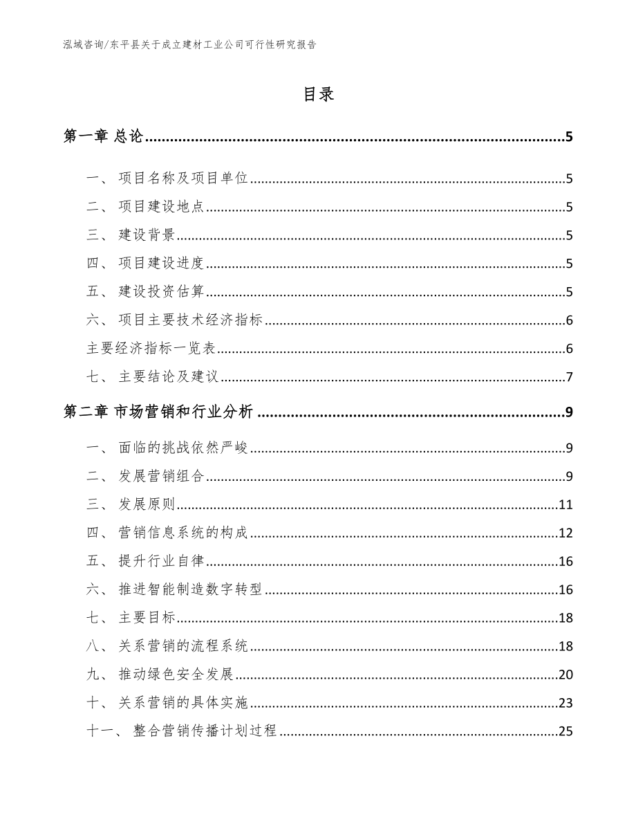 东平县关于成立建材工业公司可行性研究报告_第1页