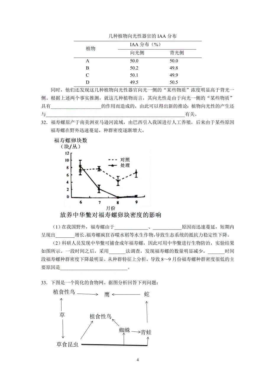 高二学期末生物试卷题_第4页