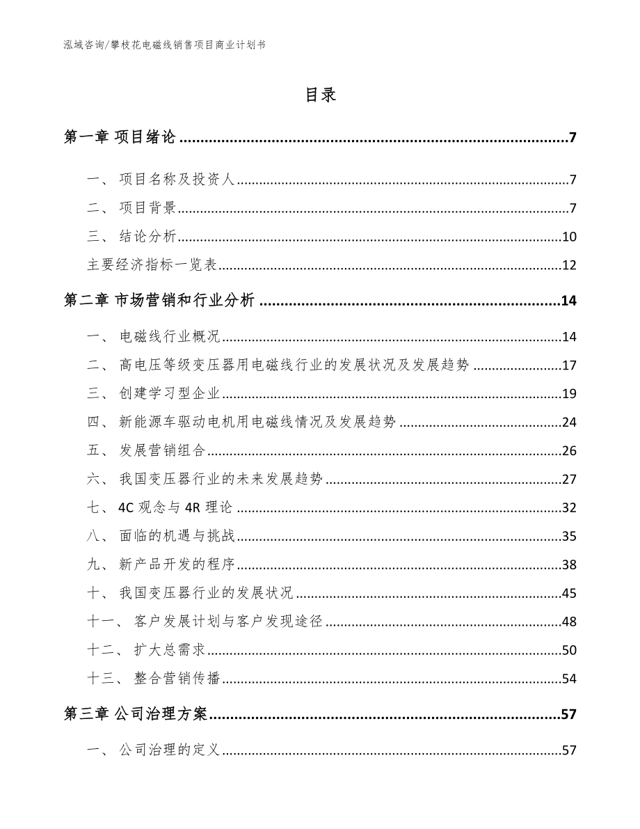 攀枝花电磁线销售项目商业计划书（模板范本）_第2页