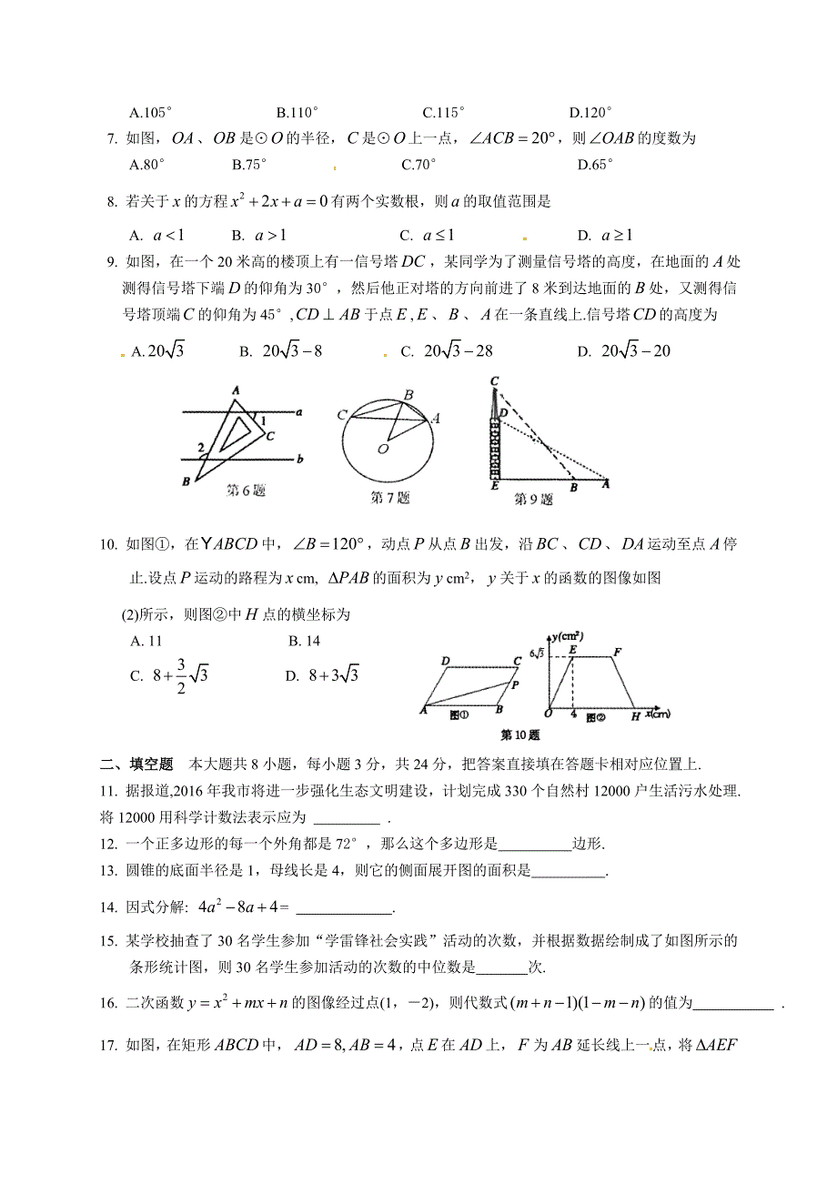 江苏省常熟市2016届九年级4月调研测试数学试题含答案_第2页