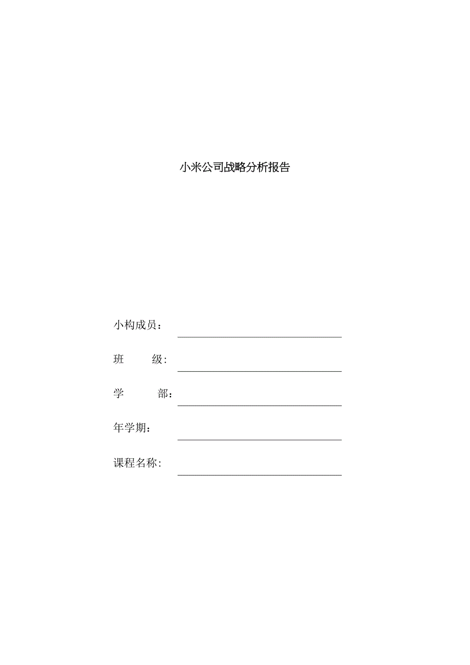 小米公司战略分析报告_第1页