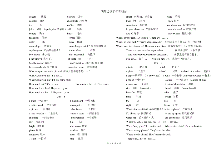 4B词汇句型归纳_第3页