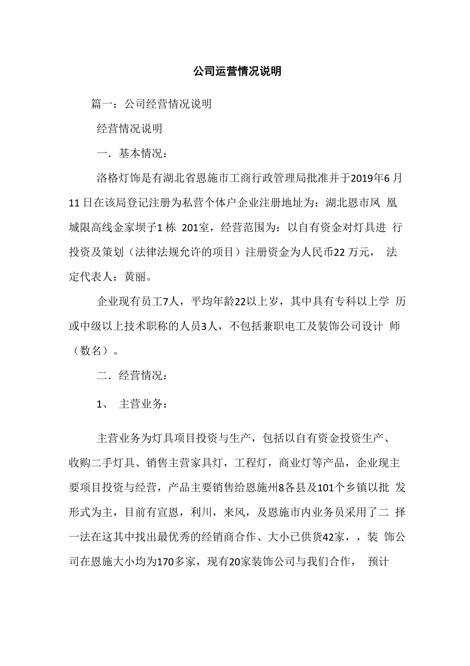 公司运营情况说明_第1页