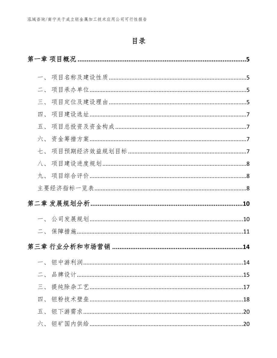 南宁关于成立钽金属加工技术应用公司可行性报告_第1页