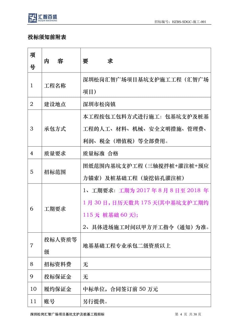 基坑支护施工工程招标文件_第5页