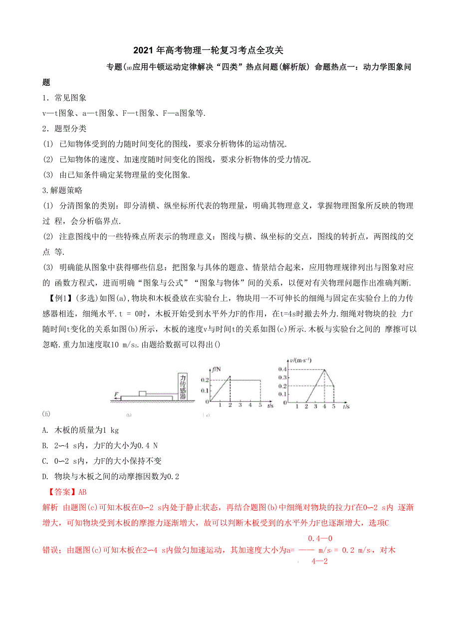 专题应用牛顿运动定律解决“四类”热点问题_第1页