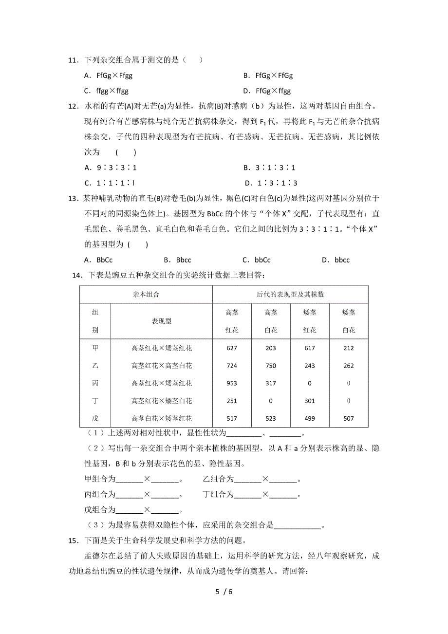 人教版生物孟德尔的豌豆两对相对性状杂交实验_第5页