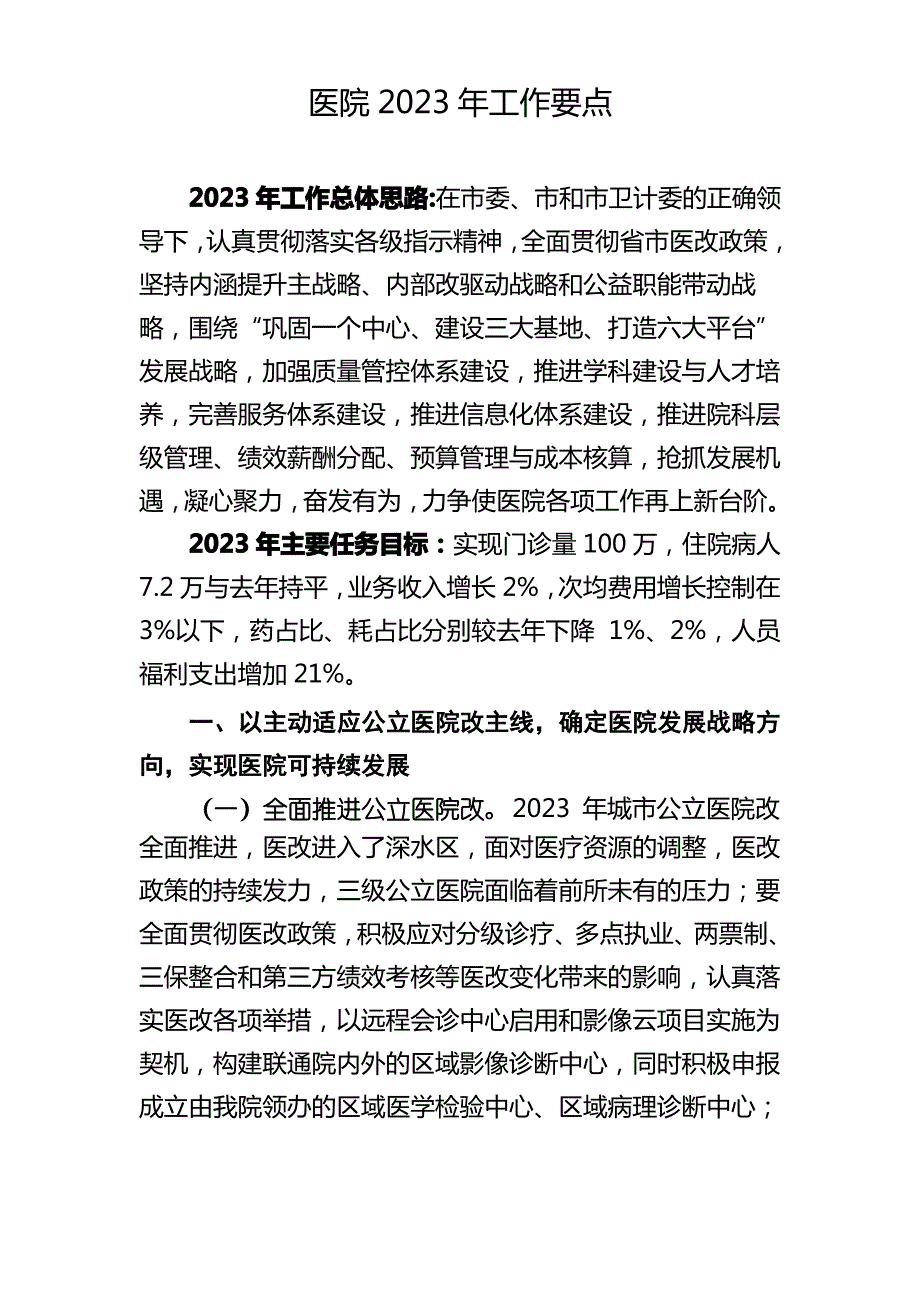 医院2023年工作要点_第1页