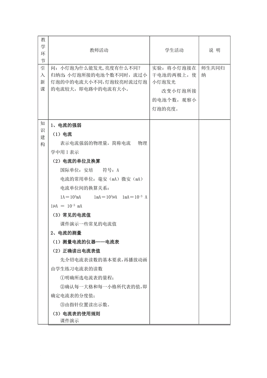 九年级物理全册 15.4 电流的测量教学设计 新版新人教版_第2页