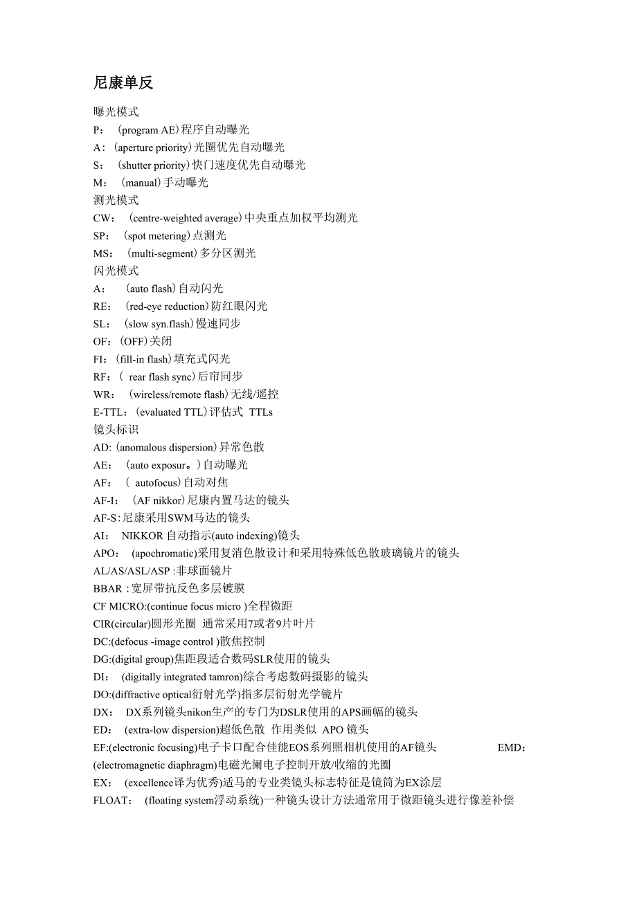 数码单反 常用英文术语_第1页