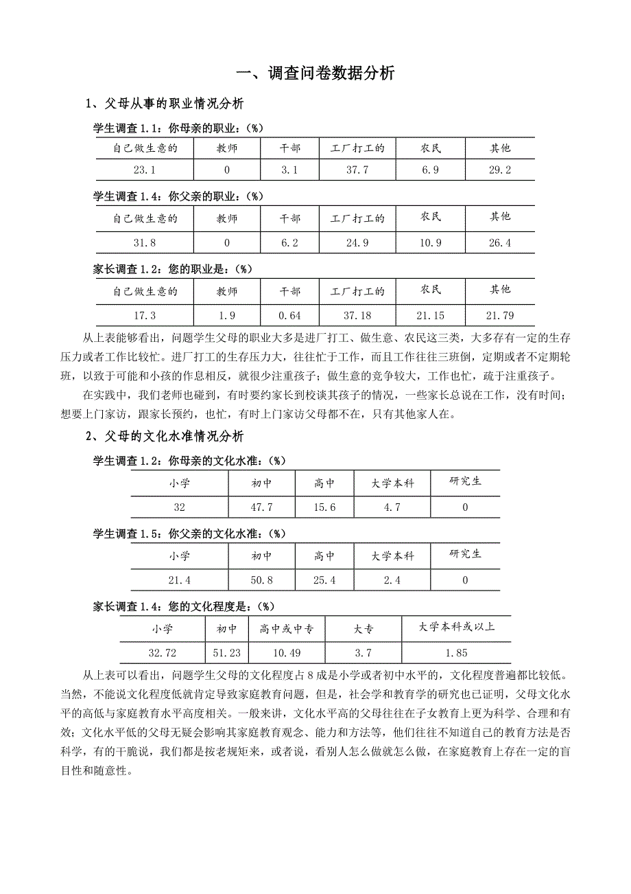 “问题学生”家庭问题的问卷调查报告_第2页