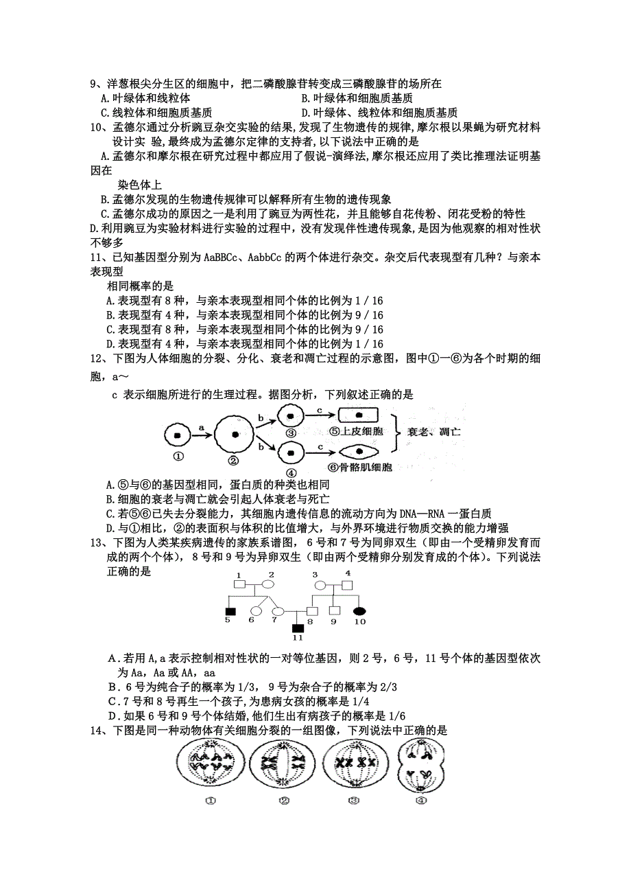 2022年高三第三次模拟（生物）_第2页