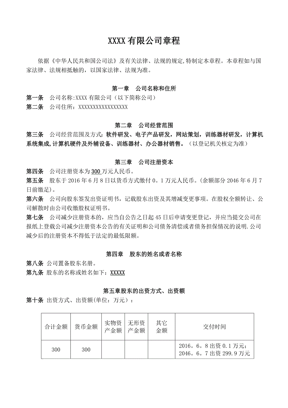 公司章程模板范本_第1页