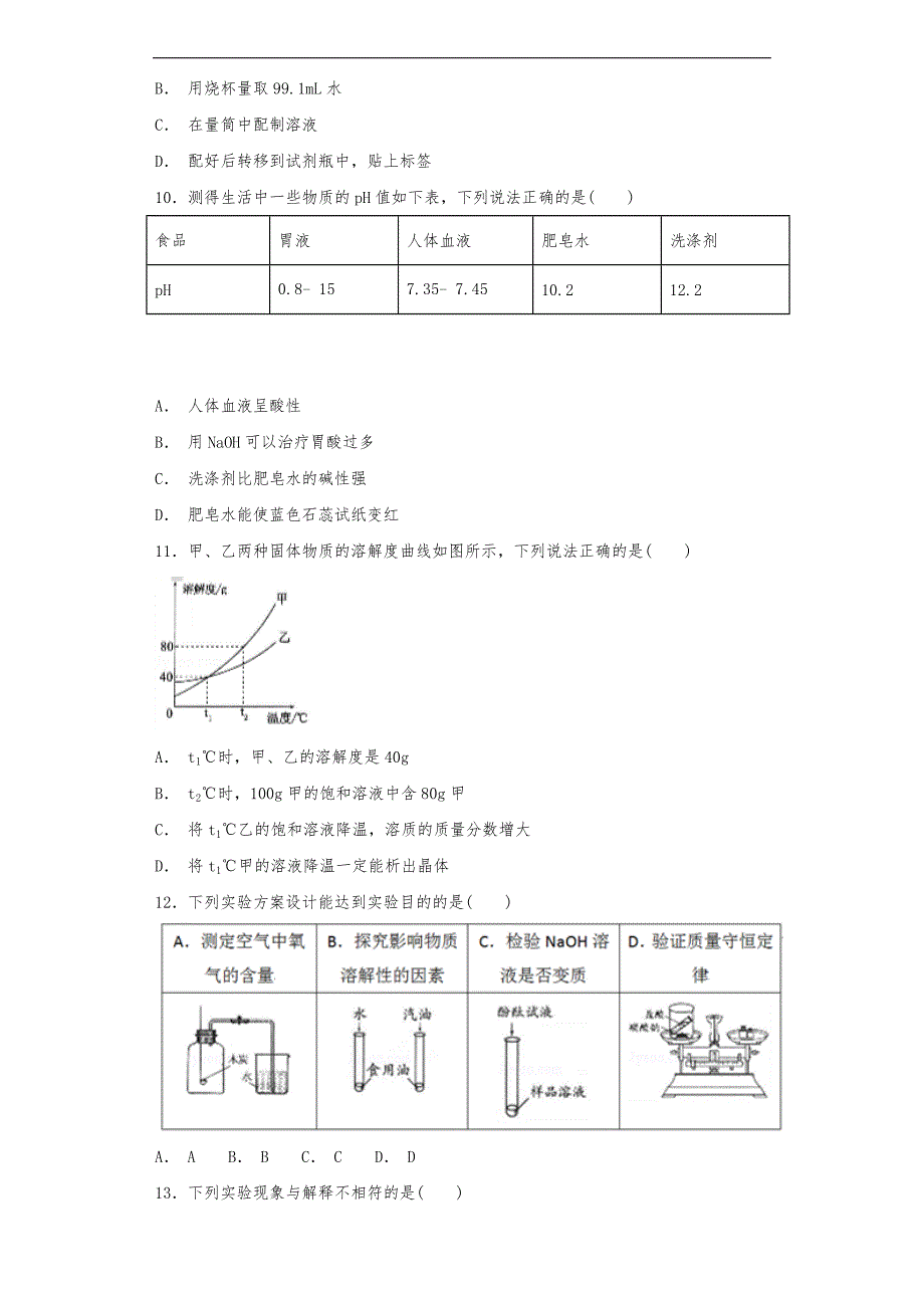 沈阳中考化学试题卷_第2页