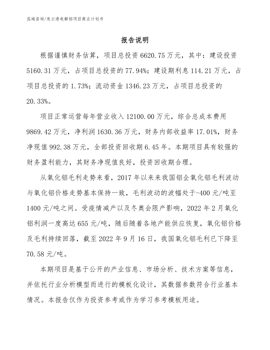 连云港电解铝项目商业计划书_第2页