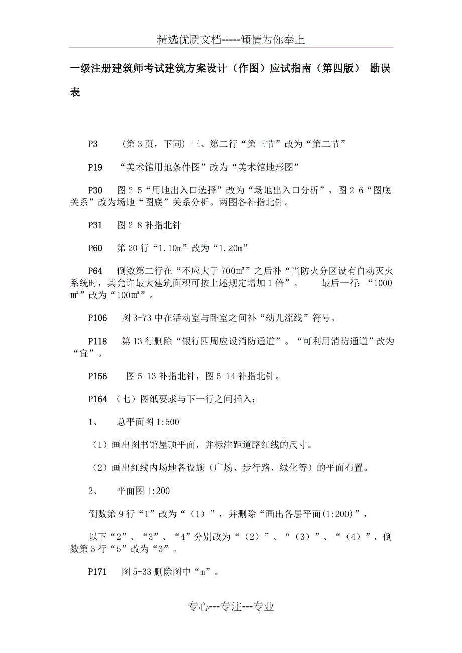 一级注册建筑师考试建筑方案设计(作图)应试指南(第四版)-勘误表_第1页