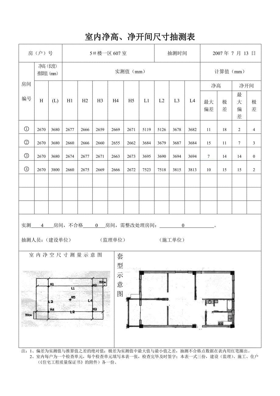 室内净高、净开间尺寸抽测表.doc_第5页