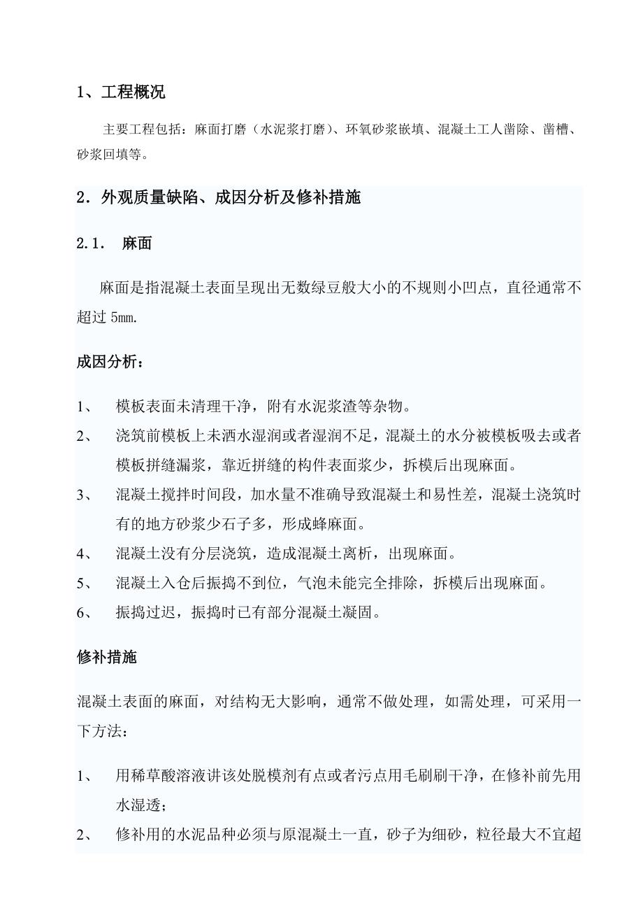 混凝土缺陷修补专项方案.doc_第2页