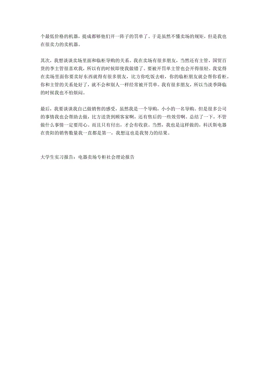 电器卖场专柜实习报告_第3页